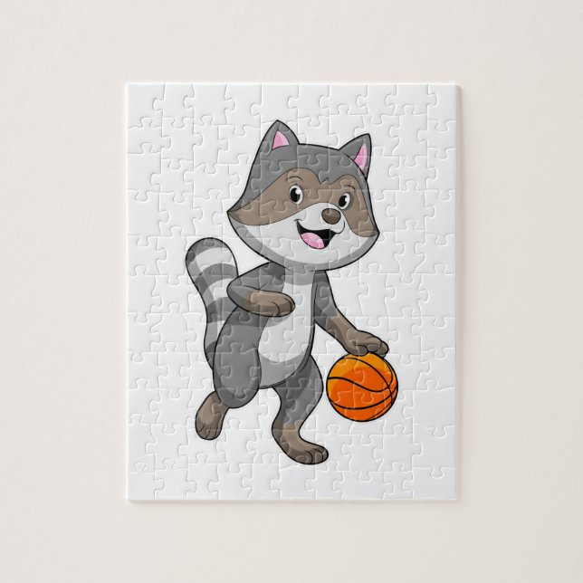 Quebra-cabeça Racoon como jogador de basquetebol (Vertical)