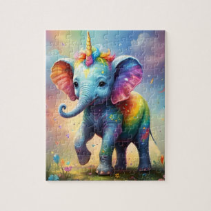 Quebra-cabeça Radiante Maravilha: O Bebê Arco-Íris Elefante Unic
