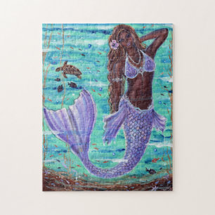 Quebra-cabeça Raeni Mermaid com tartaruga marinha por Renee Lavo