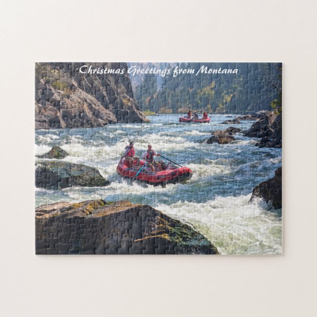 Quebra-cabeça Rafting Montana.Cumprimentos de Natal (Horizontal)