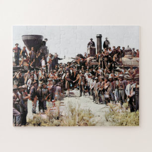 Quebra-cabeça Railroad East Meets West Laying of Last Rail Color