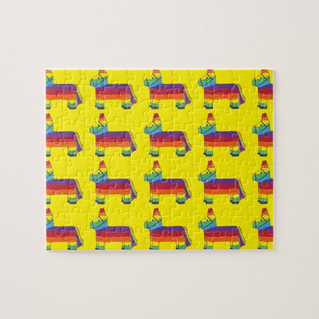 Quebra-cabeça Rainbow Donkey Piñata Fiesta Festa de aniversário  (Horizontal)