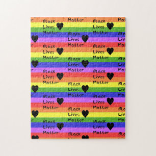 Quebra-cabeça Rainbow Flag Black Lives Matter Text LGBTQ