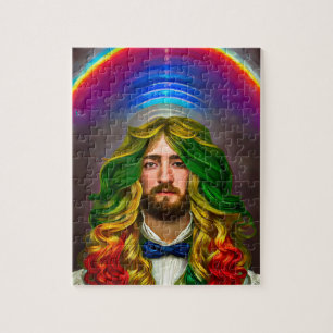 Quebra-cabeça Rainbow Hair Man Of Love Fantasy Surreal LGBTQ Art