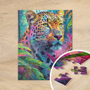 Quebra-cabeça Rainbow Leopard Colorful Modern Abstrato Art