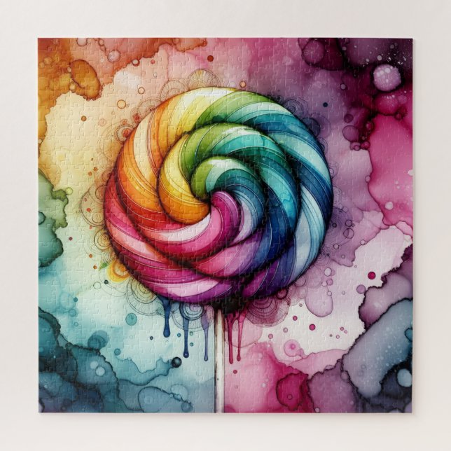 Quebra-cabeça Rainbow Lollipop Alcohol Ink (Vertical)