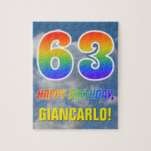 Quebra-cabeça Rainbow Look "63" & "HAPPY BIRTHDAY", Cloudy Sky