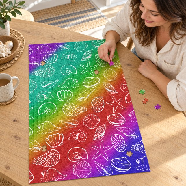 Quebra-cabeça Rainbow Shellfish Padrão 20" x 30" (Rainbow Shellfish Pattern 20" x 30" Jigsaw Puzzle
)