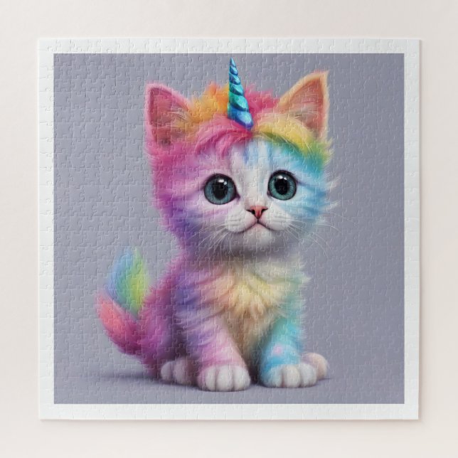 Quebra-cabeça Rainbow Unicorn Kitten (Vertical)