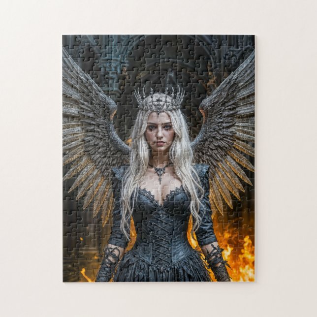 Quebra-cabeça Rainha Anjo Negro em Sala Iluminada por Velas (Vertical)