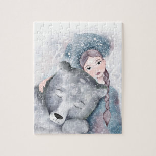 Quebra-cabeça Rainha de Neve e Urso Polar em Molho