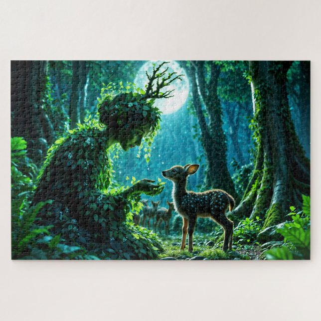 Quebra-cabeça Rainha dríade da floresta encantada à noite arte (Horizontal)