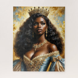 Quebra-cabeça Rainha Negra Elegante Vestindo Coroa