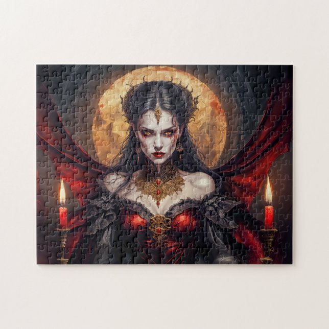 Quebra-cabeça Rainha Vampira Sob a Lua Brilhante (Horizontal)