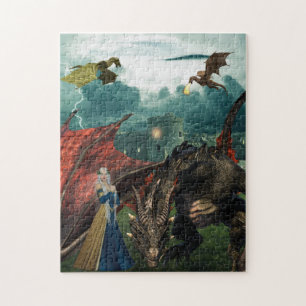Quebra-cabeça Rainhas Dragões Wyvern Fogo Castelo Respirando