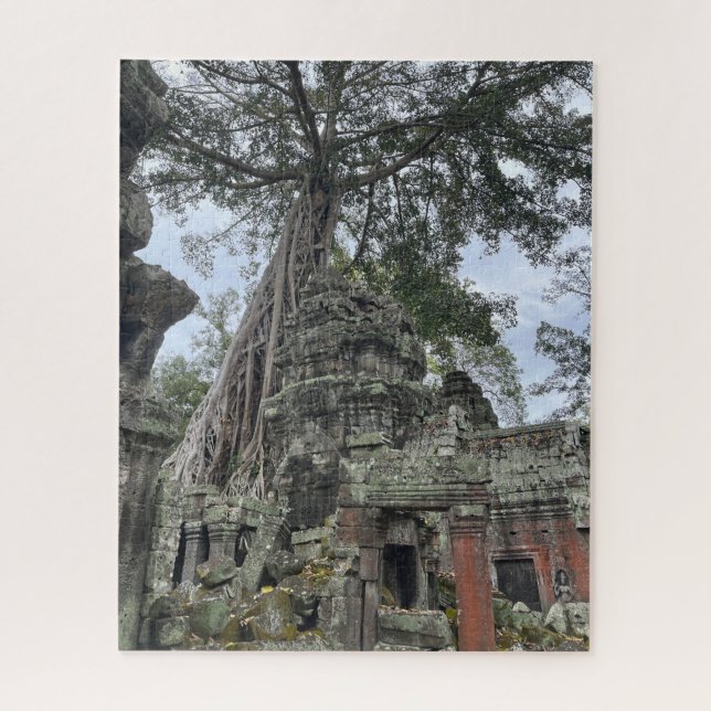 Quebra-cabeça Raízes cultivadas sobre Temple Ta Prohm Camboja (Vertical)
