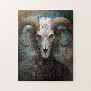 Quebra-cabeça Ram Skull Surreal Fantasy Art