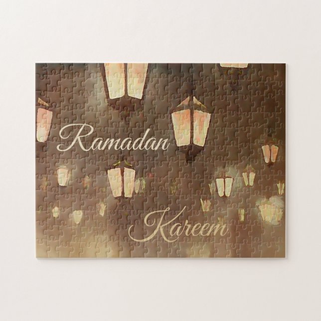 Quebra-cabeça Ramadan Kareem - pintura com lampardes (Horizontal)
