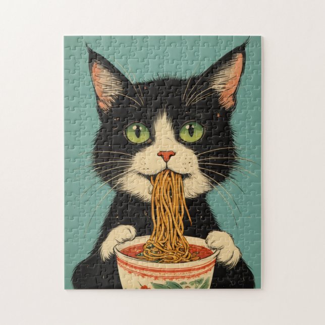 QUEBRA-CABEÇA RAMEN NOODLES TUXEDO CAT JIGSAW PUZZLE (Vertical)