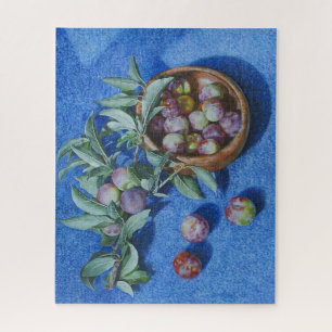 Quebra-cabeça Ramificações do Flor de ameixa em pintura de fundo