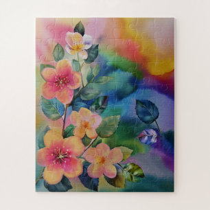 Quebra-cabeça Ramo de primavera em aquarela colorida com flores