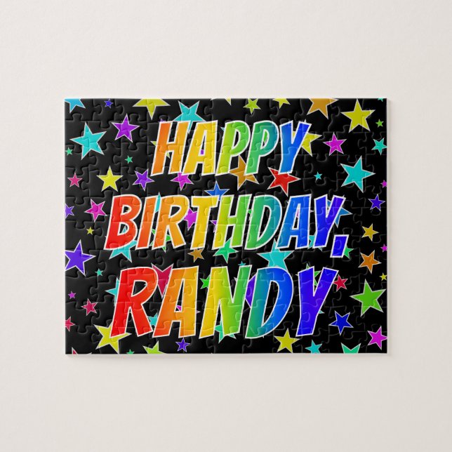 Quebra-cabeça "RANDY" Primeiro Nome, Diversão "FELIZ ANIVERSÁRIO (Horizontal)