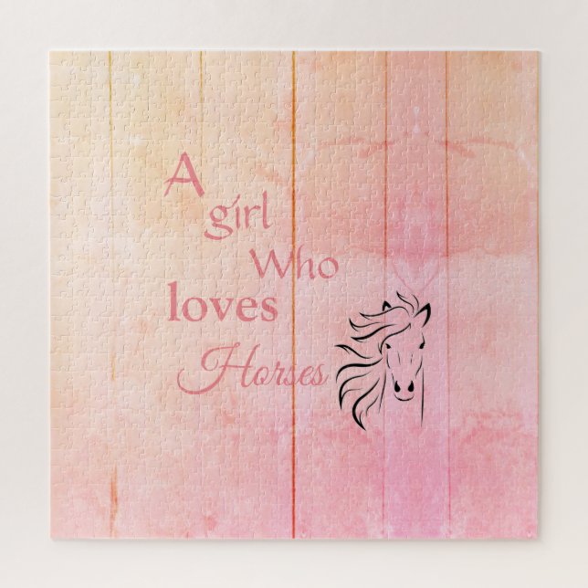 Quebra-cabeça Rapariga Adora Cavalos Script Rosa Cavalo Girassol (Vertical)