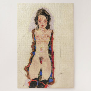 Quebra-cabeça Rapariga com Red Garters Egon Schiele