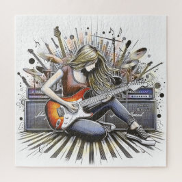 Quebra-cabeça Rapariga com vibrações musicais