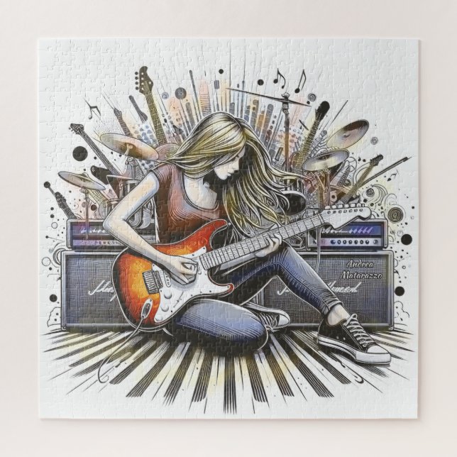 Quebra-cabeça Rapariga com vibrações musicais (Vertical)