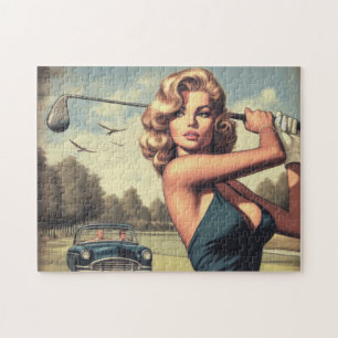 Quebra-cabeça Rapariga de Golfe Retro