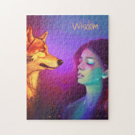 Quebra-cabeça Rapariga e seu Wolf AI geraram Pop de Arte Fantást