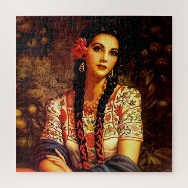 Quebra-cabeça Rapariga mexicana com Braids longos (Vertical)