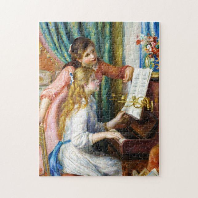 Quebra-cabeça Raparigas na pintura Piano Pierre Auguste Renoir (Vertical)