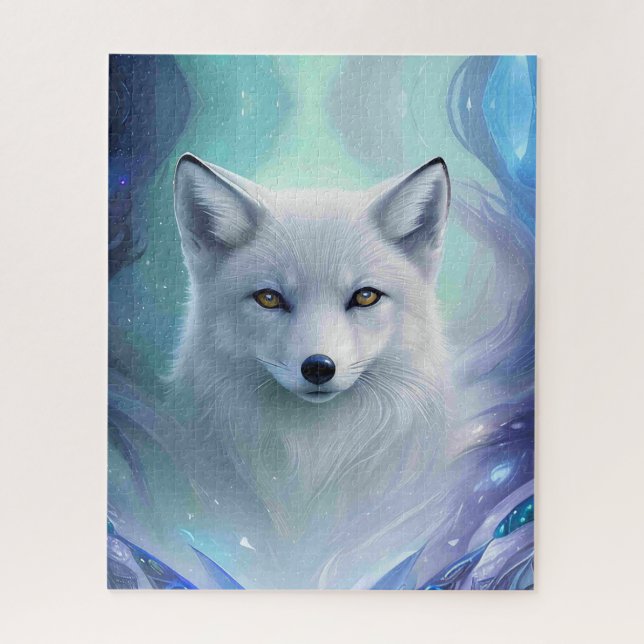 Quebra-cabeça Raposa Branca Incrível na Terra Gelada (Vertical)