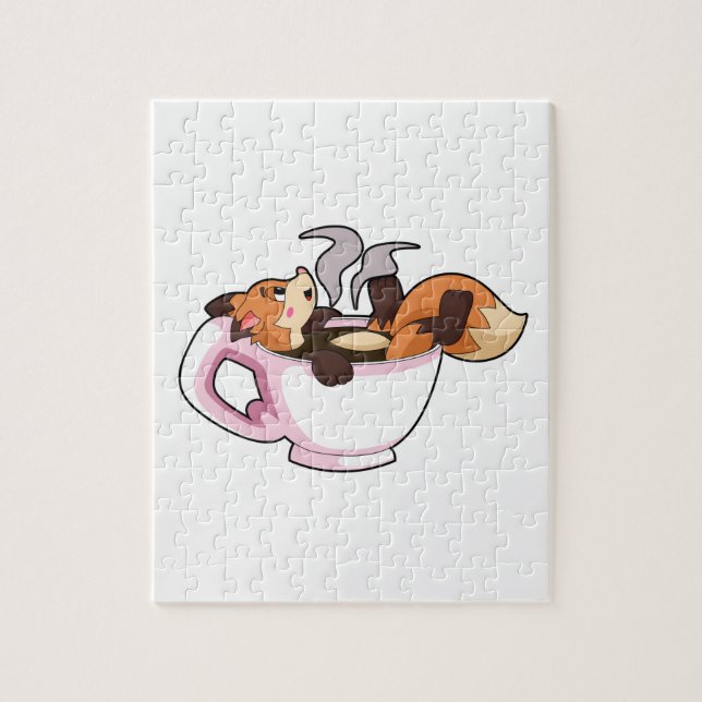 Quebra-cabeça Raposa com Taça de Café (Vertical)