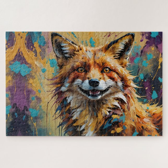 Quebra-cabeça Raposa Sorridente Feliz - pintura (Horizontal)