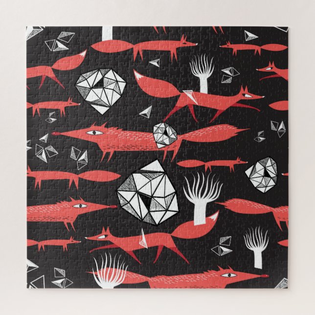 Quebra-cabeça Raposa Vermelha: Fundo Escuro Invisível. (Vertical)