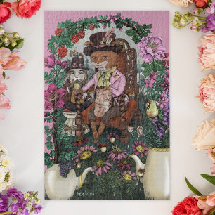 Quebra-cabeça Raposa Whimsic Mad Hatter Alice no País das Maravi