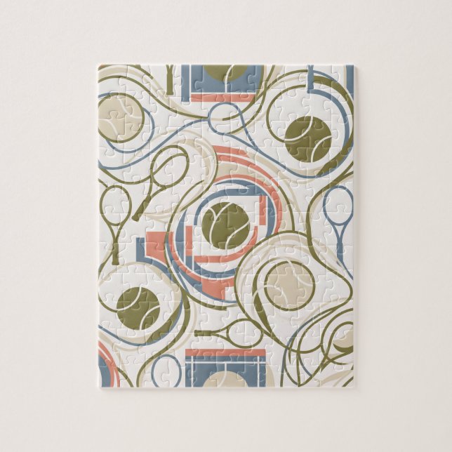 Quebra-cabeça Raquetes e Bolas de Tênis Abstratas Retrô (Vertical)