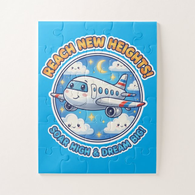 Quebra-cabeça Reach New Heights! Dream Big - Cheerful  Airplane (Vertical)