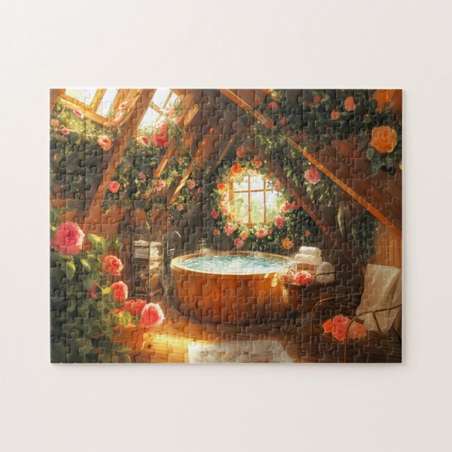 Quebra-cabeça Recanto Floral do Jardim de Rosas Spa Loft com Jac (Horizontal)