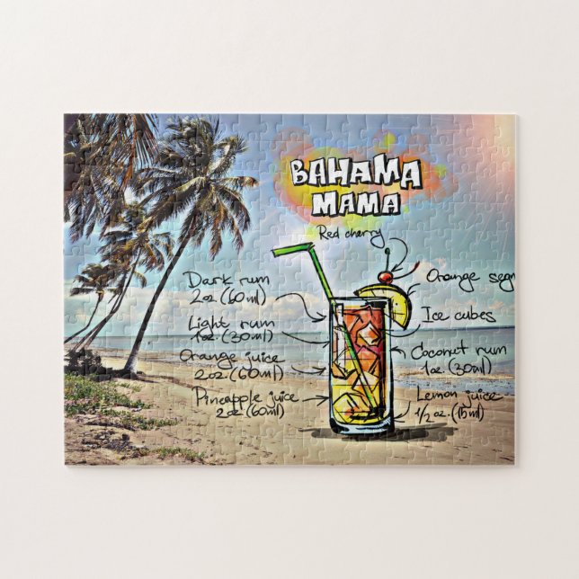 Quebra-cabeça Receita de Bebida Coquetel Bahamas Mama (Horizontal)