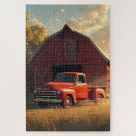 Quebra-cabeça Red Barn Old Truck Jigsaw Puzzle