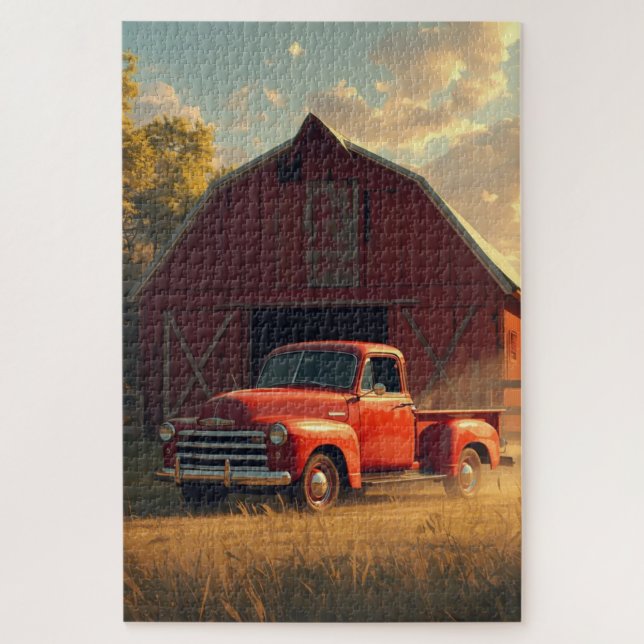 Quebra-cabeça Red Barn Old Truck Jigsaw Puzzle (Vertical)