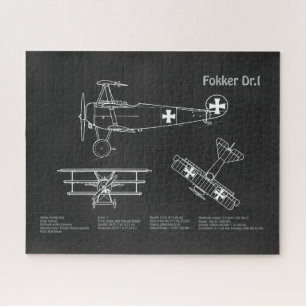 Quebra-cabeça Red Baron Fokker Dr. 1 - PD de Blueprint de avião