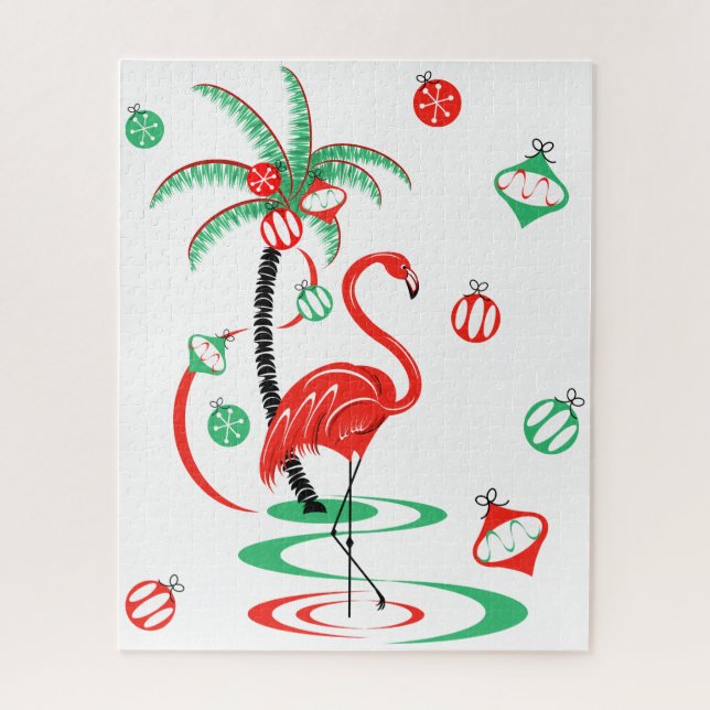 Quebra-cabeça Red Christmas Flamingo Baubles (Vertical)