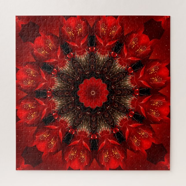 Quebra-cabeça Red Decorative Floral Jigsaw Puzzle (Vertical)