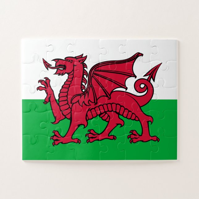 Quebra-cabeça Red Dragon Celtic Flag & Welsh (Horizontal)