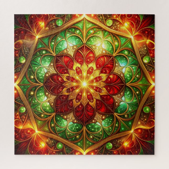 Quebra-cabeça Red Green Decorative Floral Jigsaw Puzzle (Vertical)